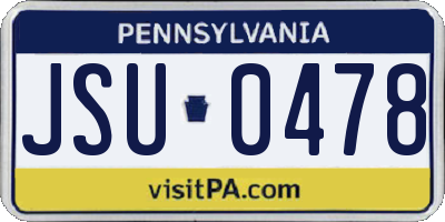 PA license plate JSU0478