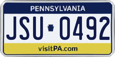 PA license plate JSU0492