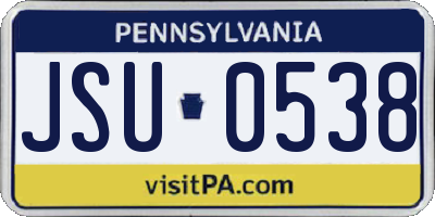 PA license plate JSU0538