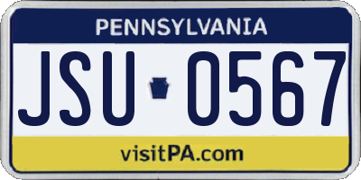 PA license plate JSU0567