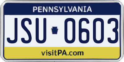 PA license plate JSU0603