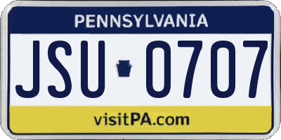PA license plate JSU0707