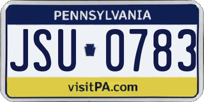 PA license plate JSU0783