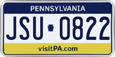 PA license plate JSU0822