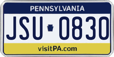 PA license plate JSU0830