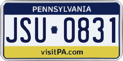 PA license plate JSU0831