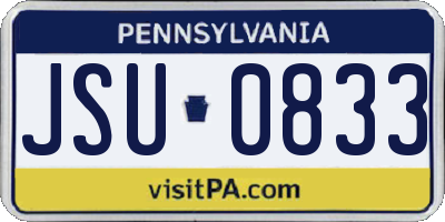 PA license plate JSU0833
