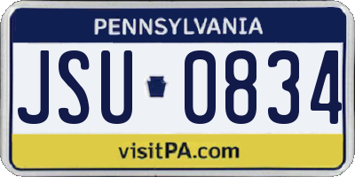 PA license plate JSU0834