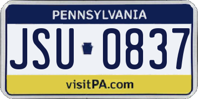 PA license plate JSU0837