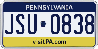 PA license plate JSU0838