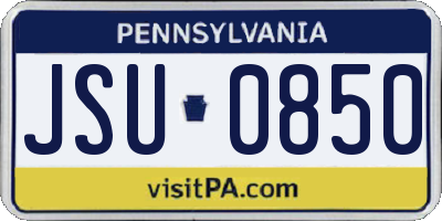 PA license plate JSU0850