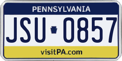 PA license plate JSU0857