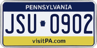 PA license plate JSU0902