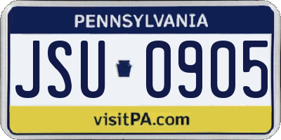 PA license plate JSU0905