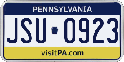 PA license plate JSU0923