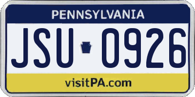 PA license plate JSU0926