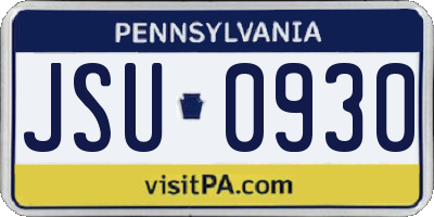 PA license plate JSU0930