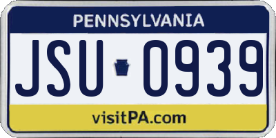 PA license plate JSU0939
