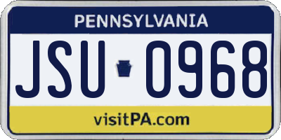 PA license plate JSU0968