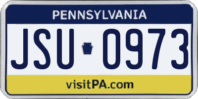 PA license plate JSU0973