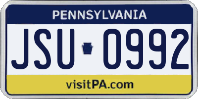 PA license plate JSU0992