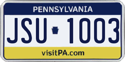 PA license plate JSU1003