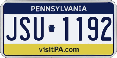 PA license plate JSU1192
