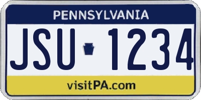 PA license plate JSU1234
