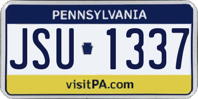 PA license plate JSU1337
