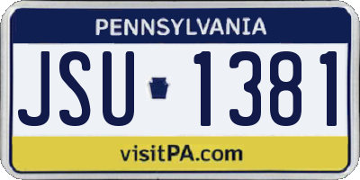 PA license plate JSU1381