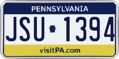PA license plate JSU1394