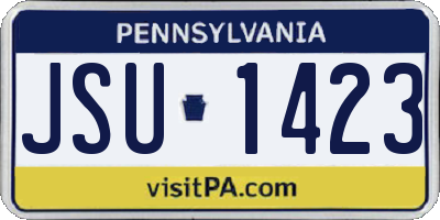 PA license plate JSU1423