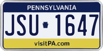 PA license plate JSU1647