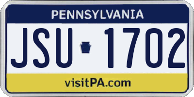 PA license plate JSU1702