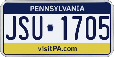 PA license plate JSU1705