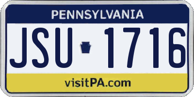 PA license plate JSU1716