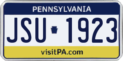 PA license plate JSU1923