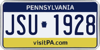 PA license plate JSU1928