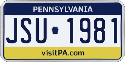 PA license plate JSU1981