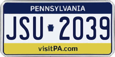 PA license plate JSU2039