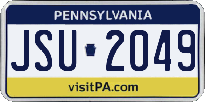 PA license plate JSU2049