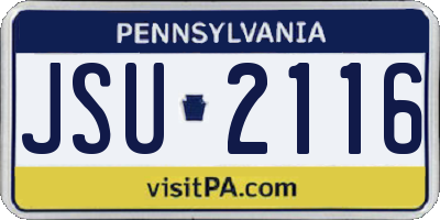 PA license plate JSU2116