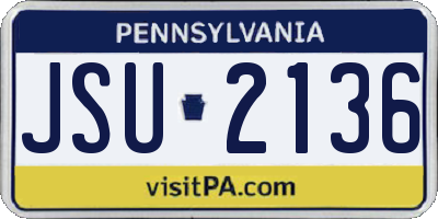 PA license plate JSU2136