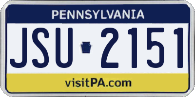 PA license plate JSU2151
