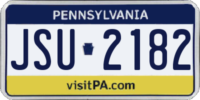 PA license plate JSU2182
