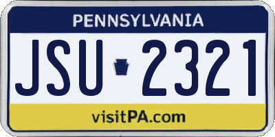 PA license plate JSU2321