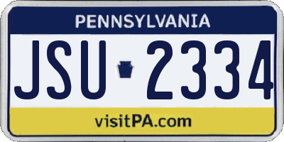 PA license plate JSU2334