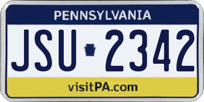 PA license plate JSU2342