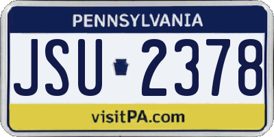 PA license plate JSU2378