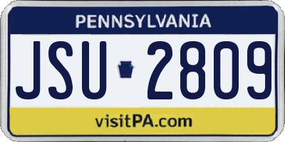 PA license plate JSU2809